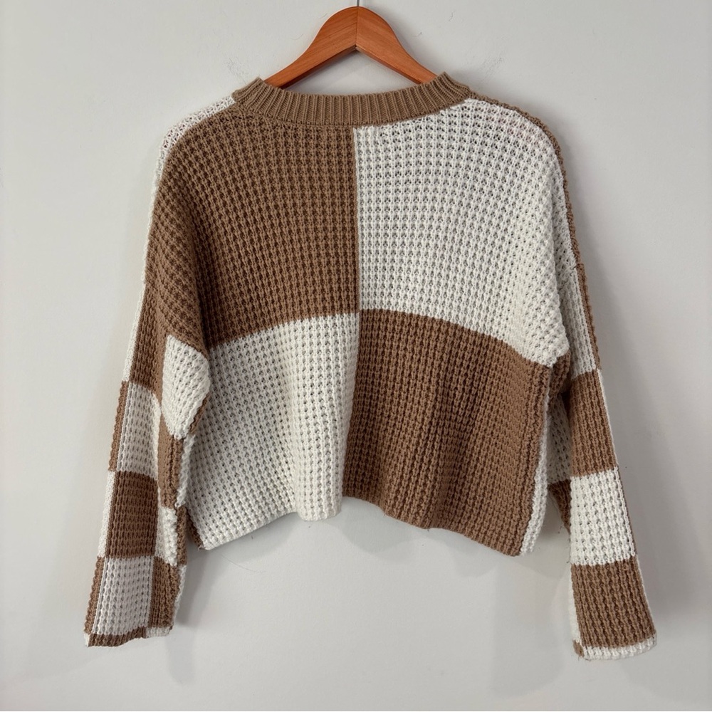 Moon & Madison Checked Sweater XS Brown and cream. - Picture 6 of 6